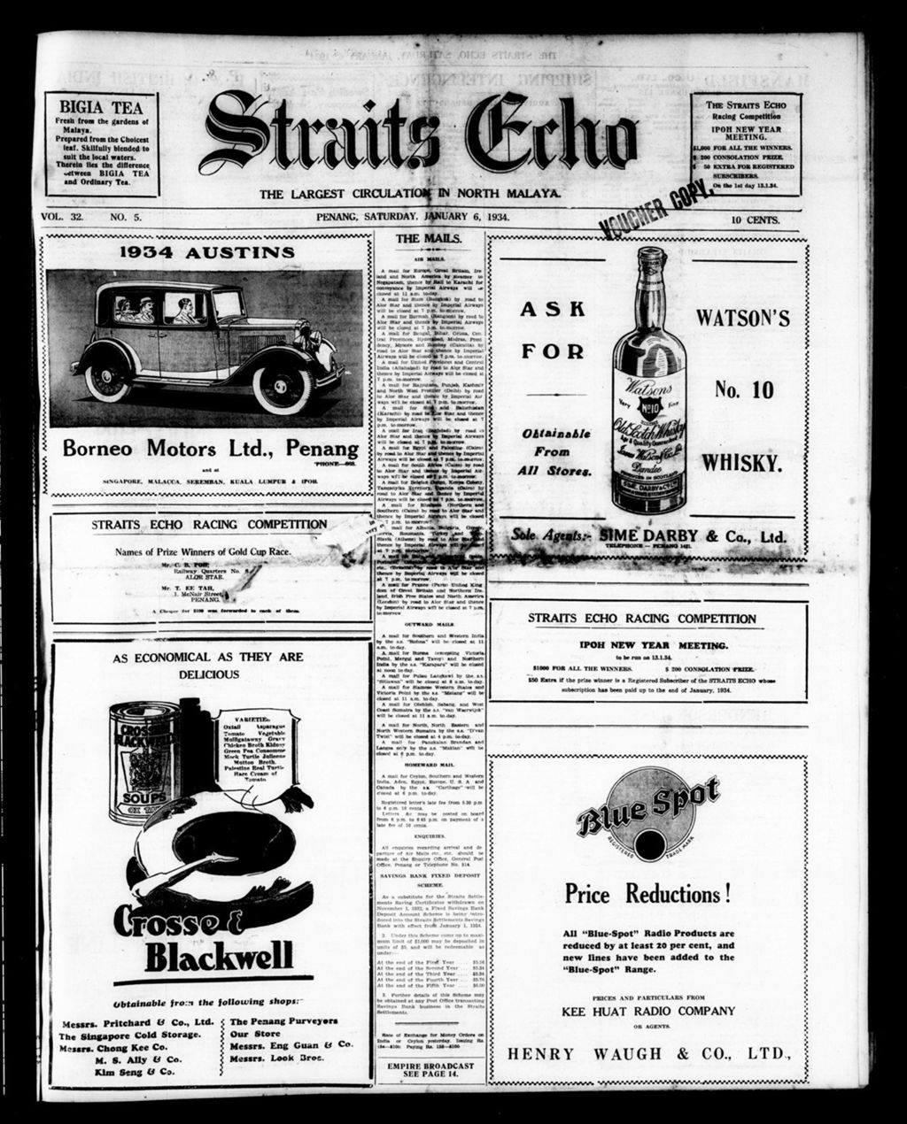 Miniature of Straits Echo 06 January 1934