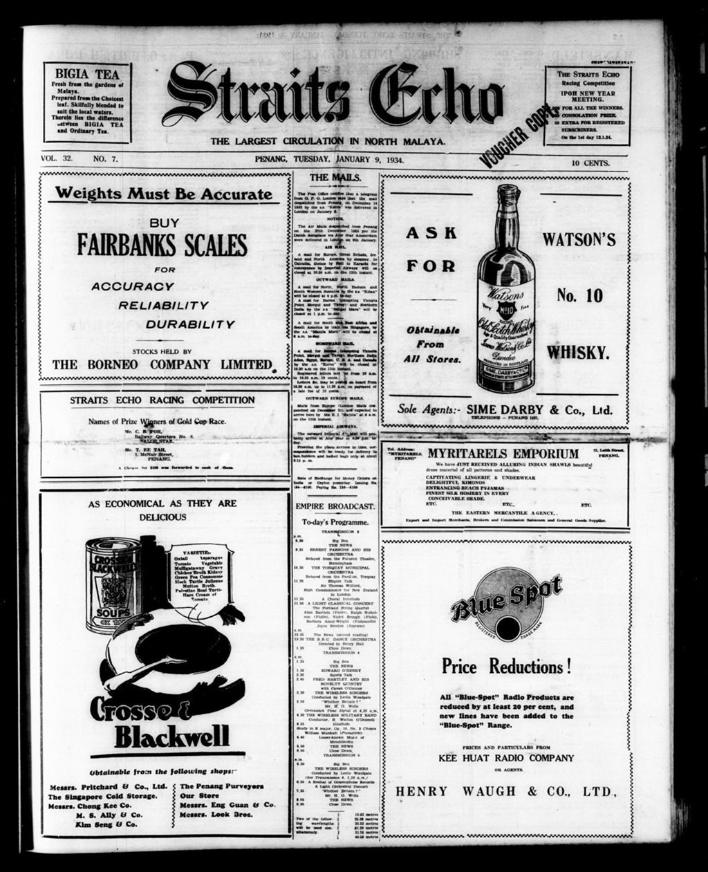 Miniature of Straits Echo 09 January 1934