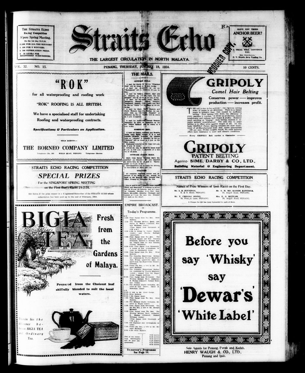 Miniature of Straits Echo 18 January 1934