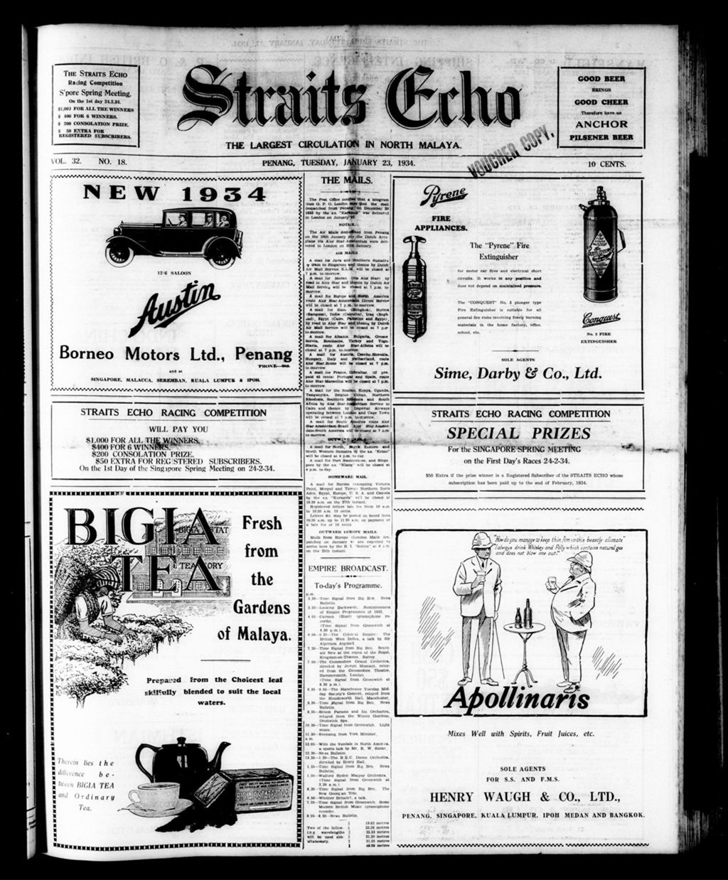 Miniature of Straits Echo 23 January 1934