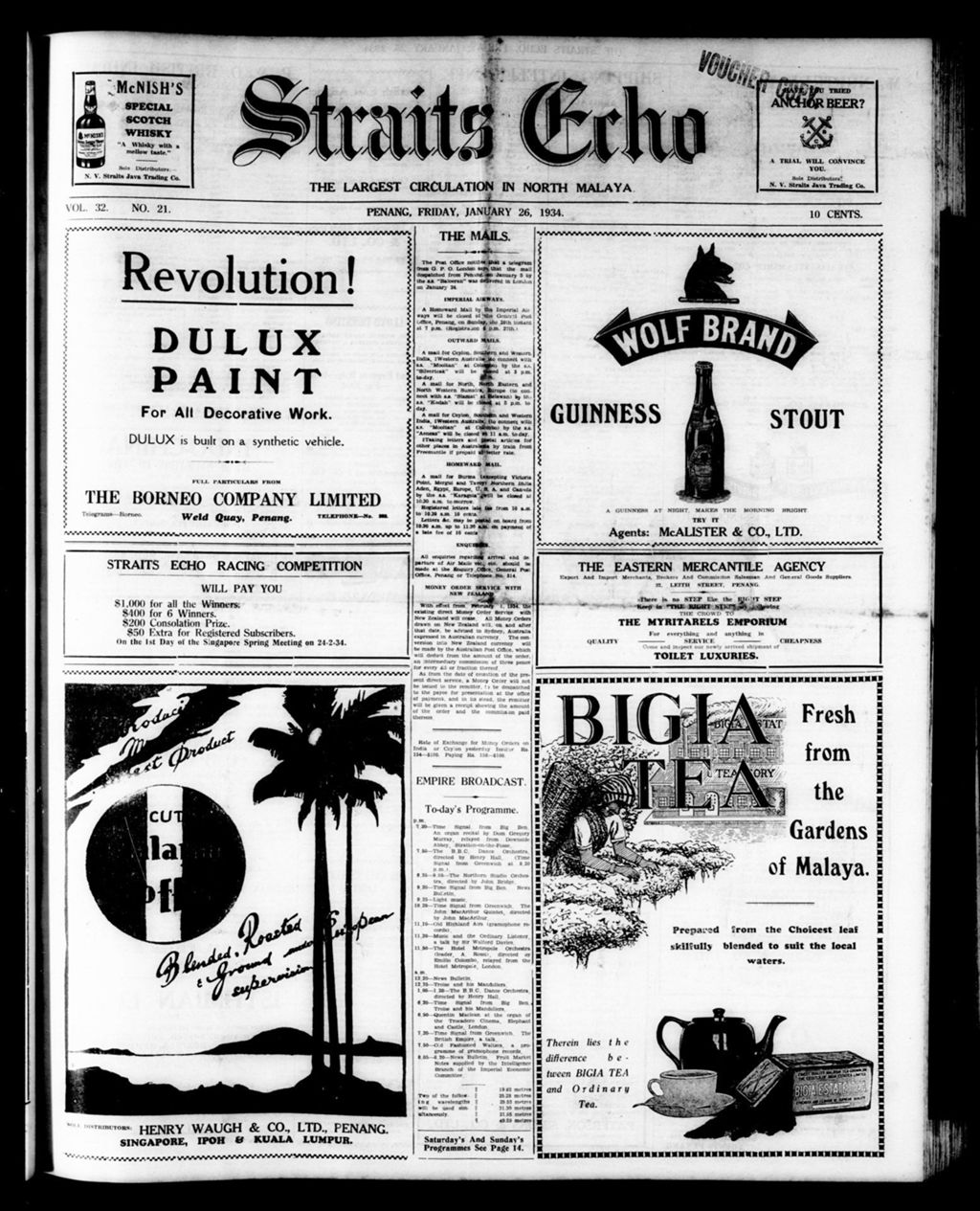 Miniature of Straits Echo 26 January 1934