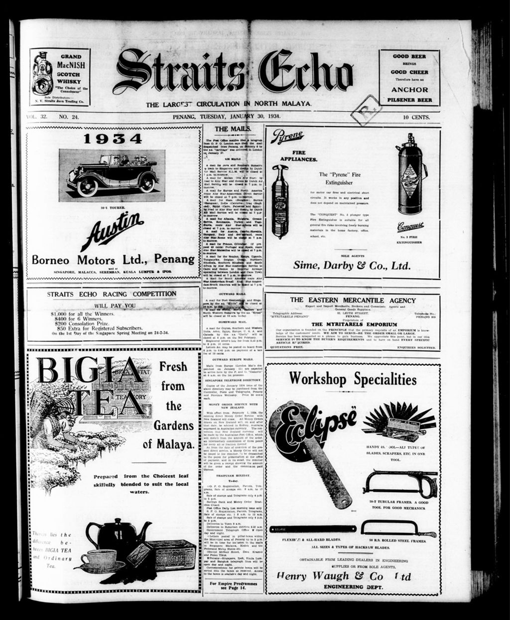 Miniature of Straits Echo 30 January 1934