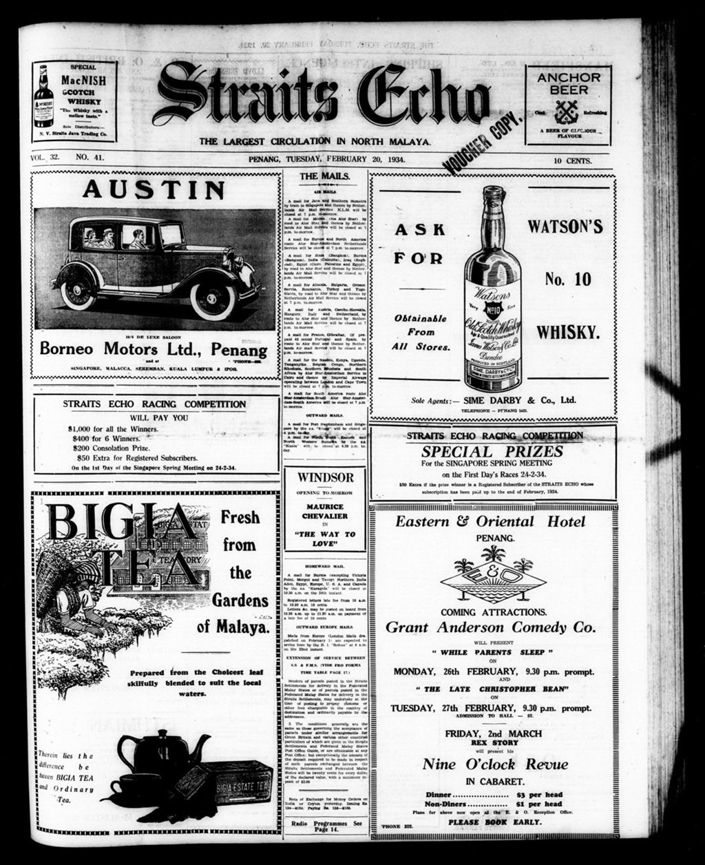 Miniature of Straits Echo 20 February 1934