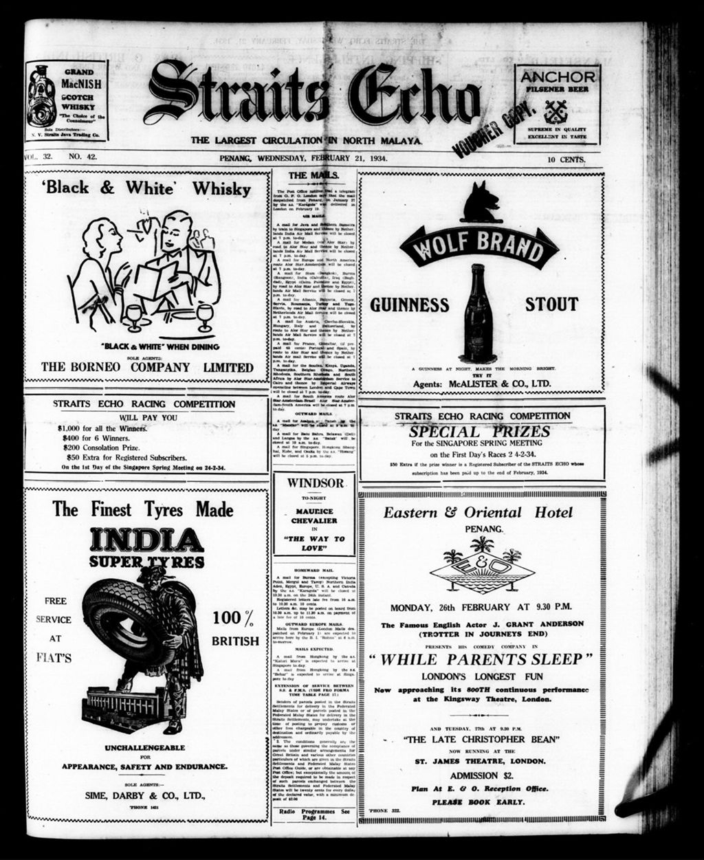 Miniature of Straits Echo 21 February 1934