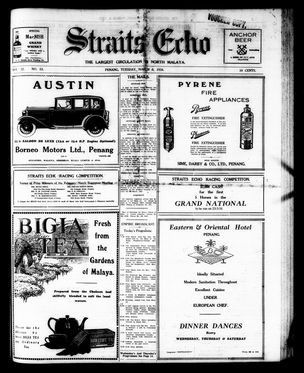 Miniature of Straits Echo 06 March 1934