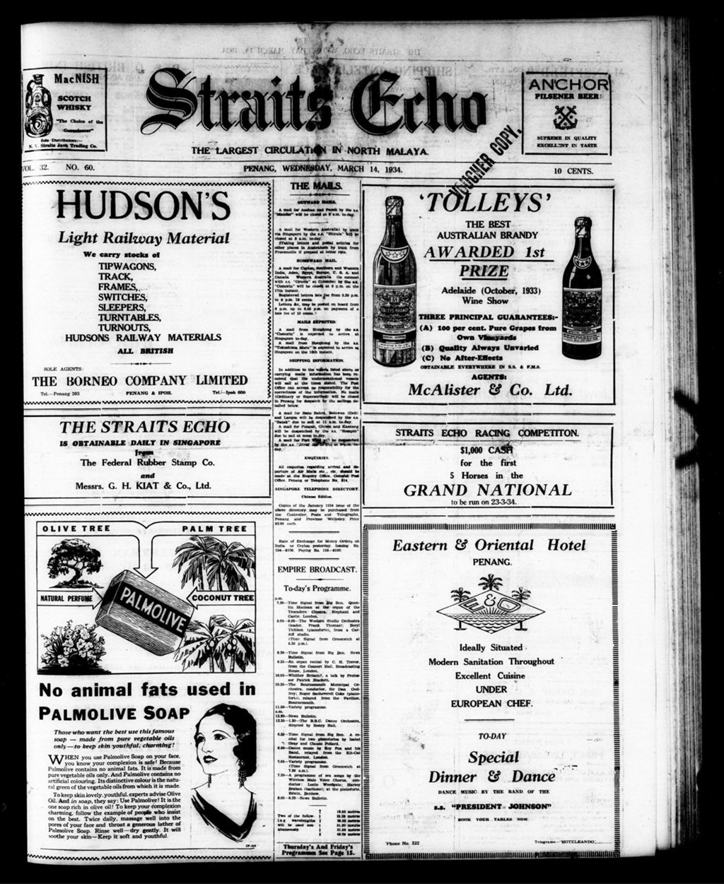 Miniature of Straits Echo 14 March 1934