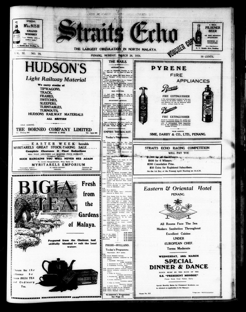 Miniature of Straits Echo 26 March 1934