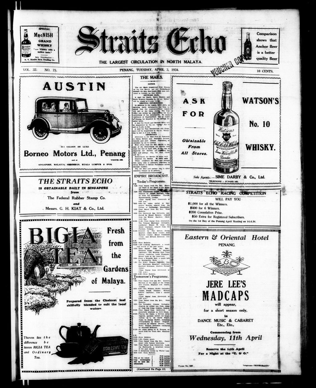 Miniature of Straits Echo 03 April 1934