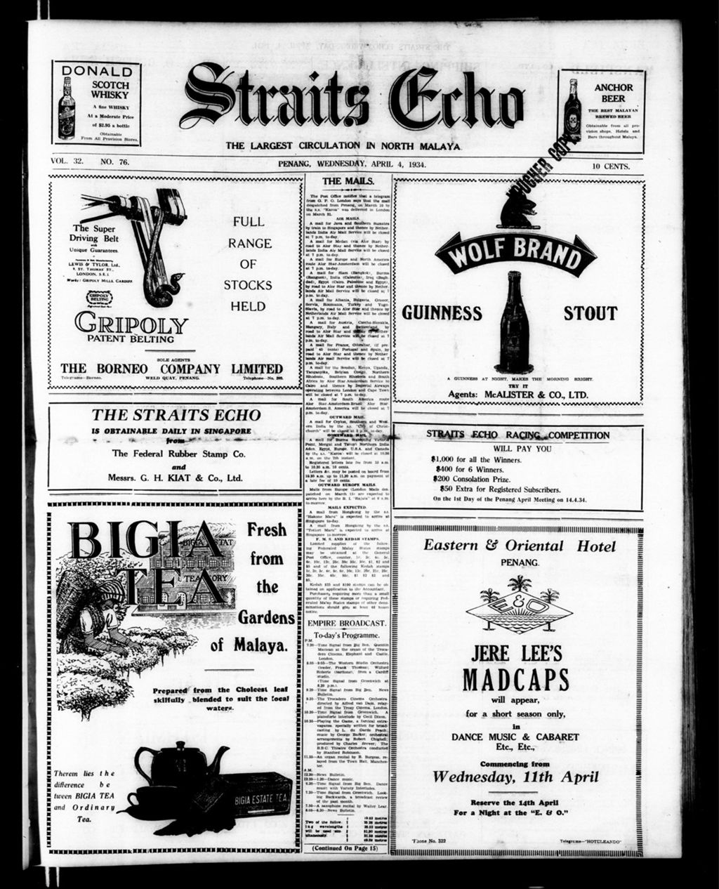 Miniature of Straits Echo 04 April 1934