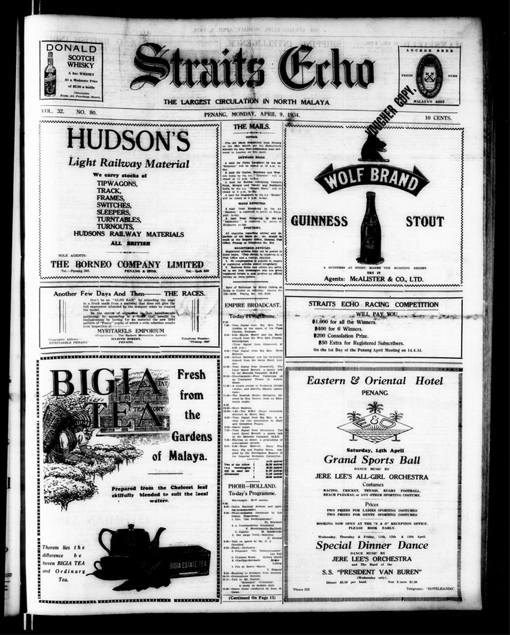 Miniature of Straits Echo 09 April 1934