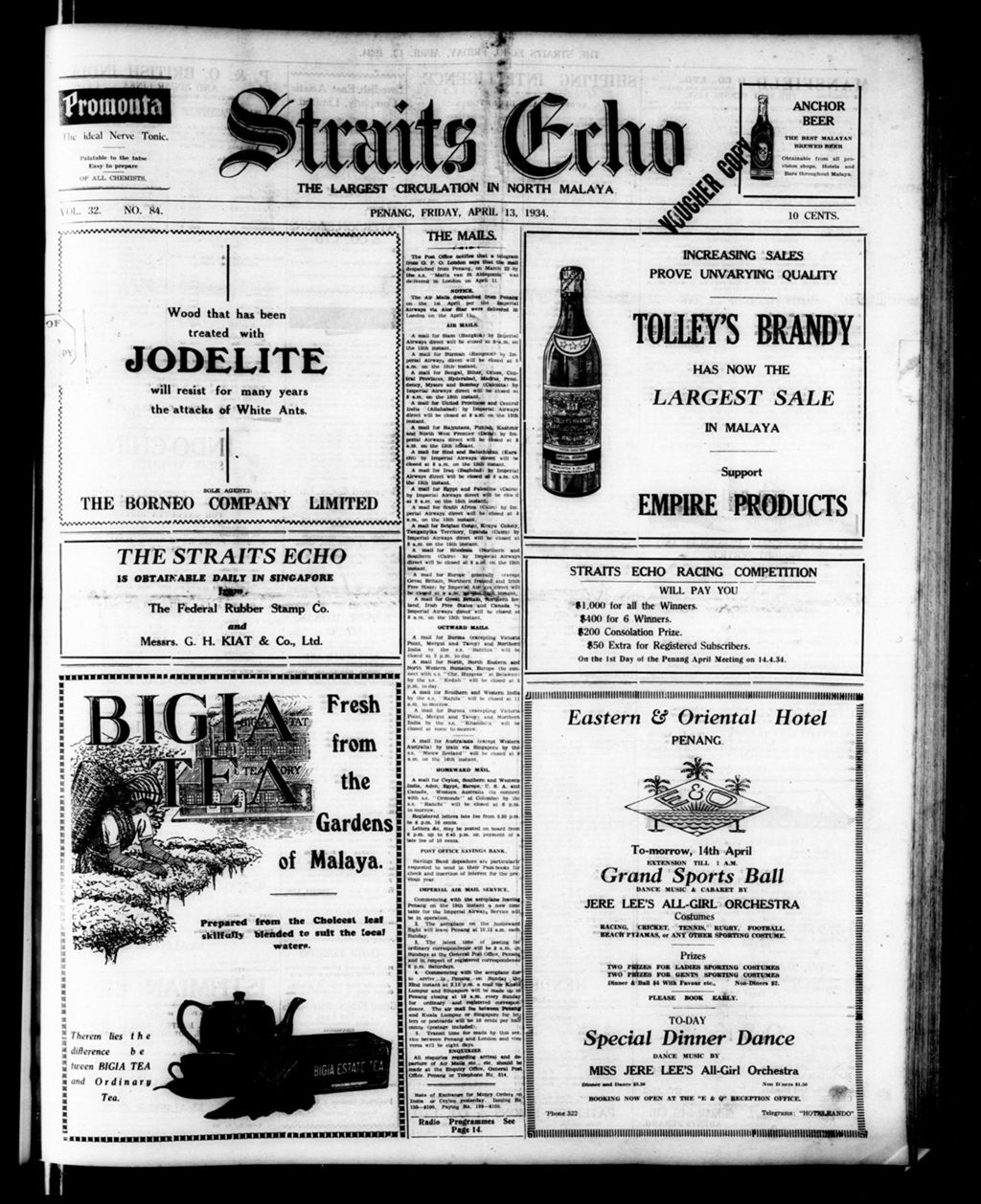 Miniature of Straits Echo 13 April 1934