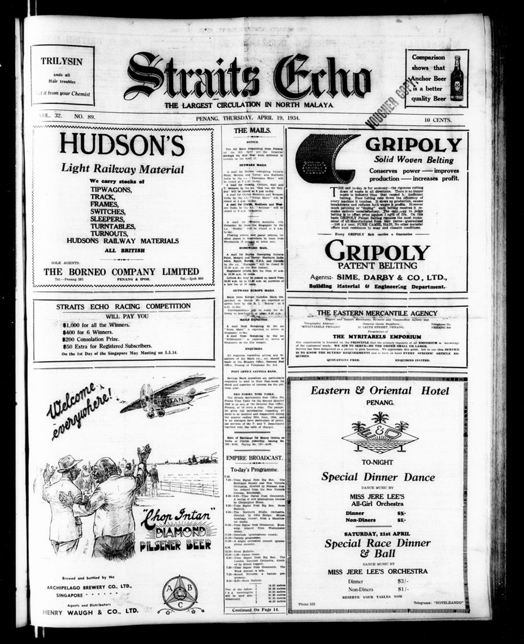 Miniature of Straits Echo 19 April 1934