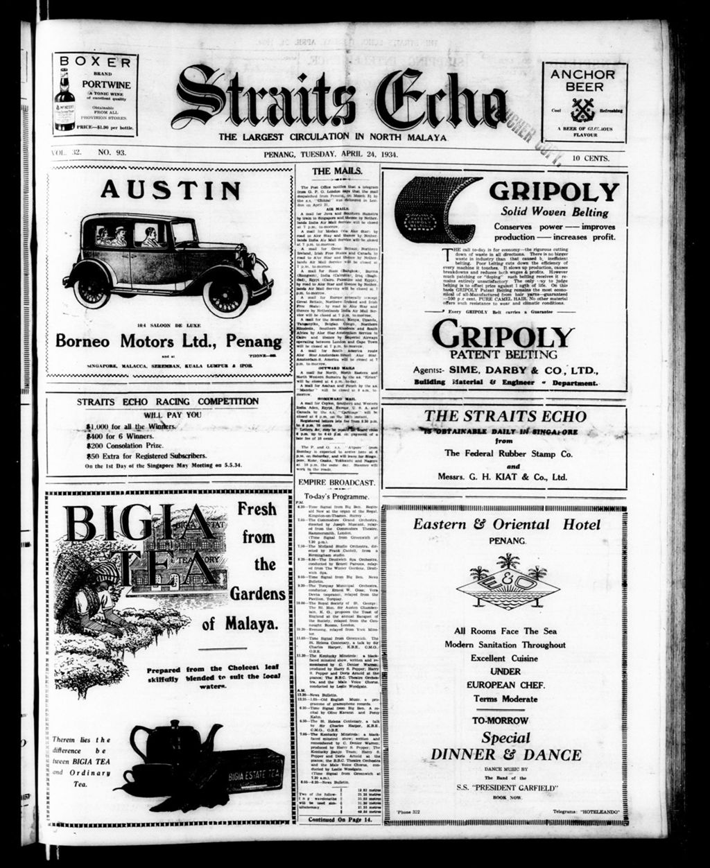 Miniature of Straits Echo 24 April 1934