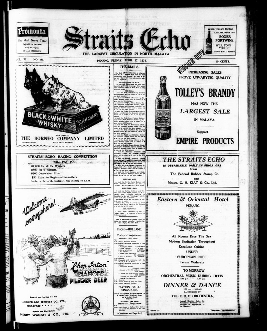 Miniature of Straits Echo 27 April 1934