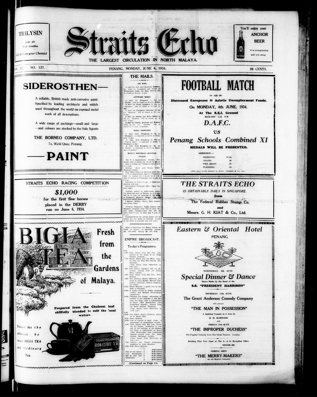 Miniature of Straits Echo 04 June 1934