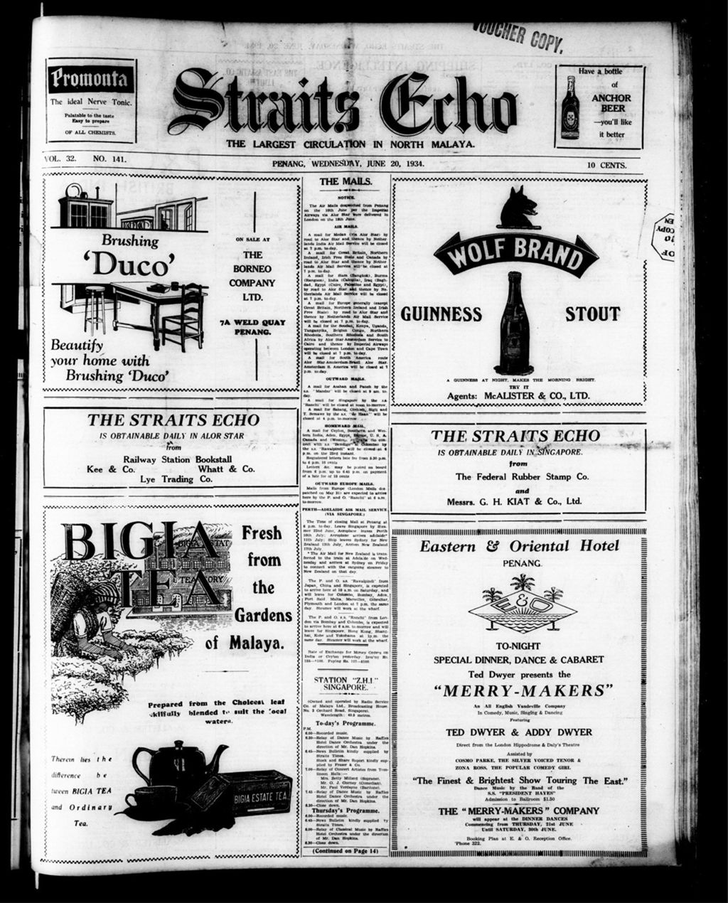 Miniature of Straits Echo 20 June 1934