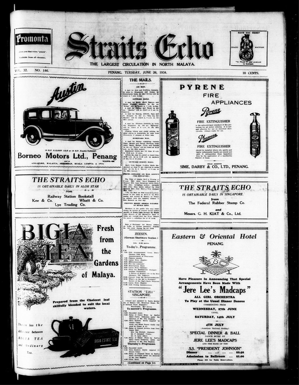 Miniature of Straits Echo 26 June 1934