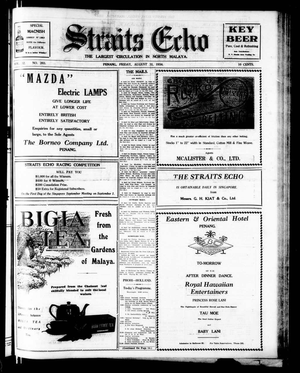 Miniature of Straits Echo 31 August 1934