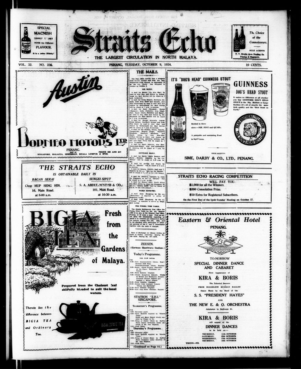 Miniature of Straits Echo 09 October 1934