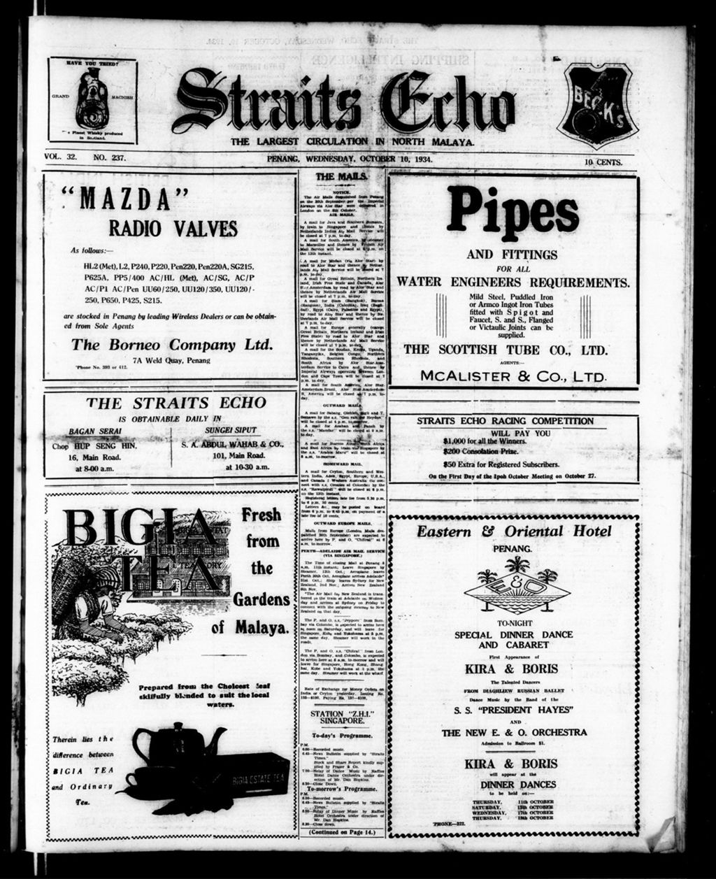 Miniature of Straits Echo 10 October 1934