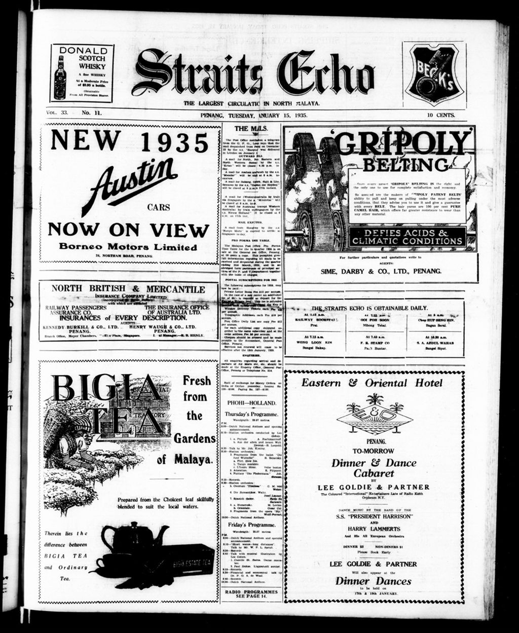 Miniature of Straits Echo 15 January 1935