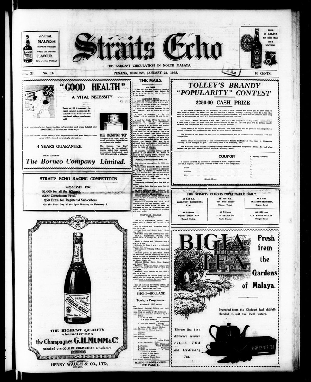 Miniature of Straits Echo 21 January 1935