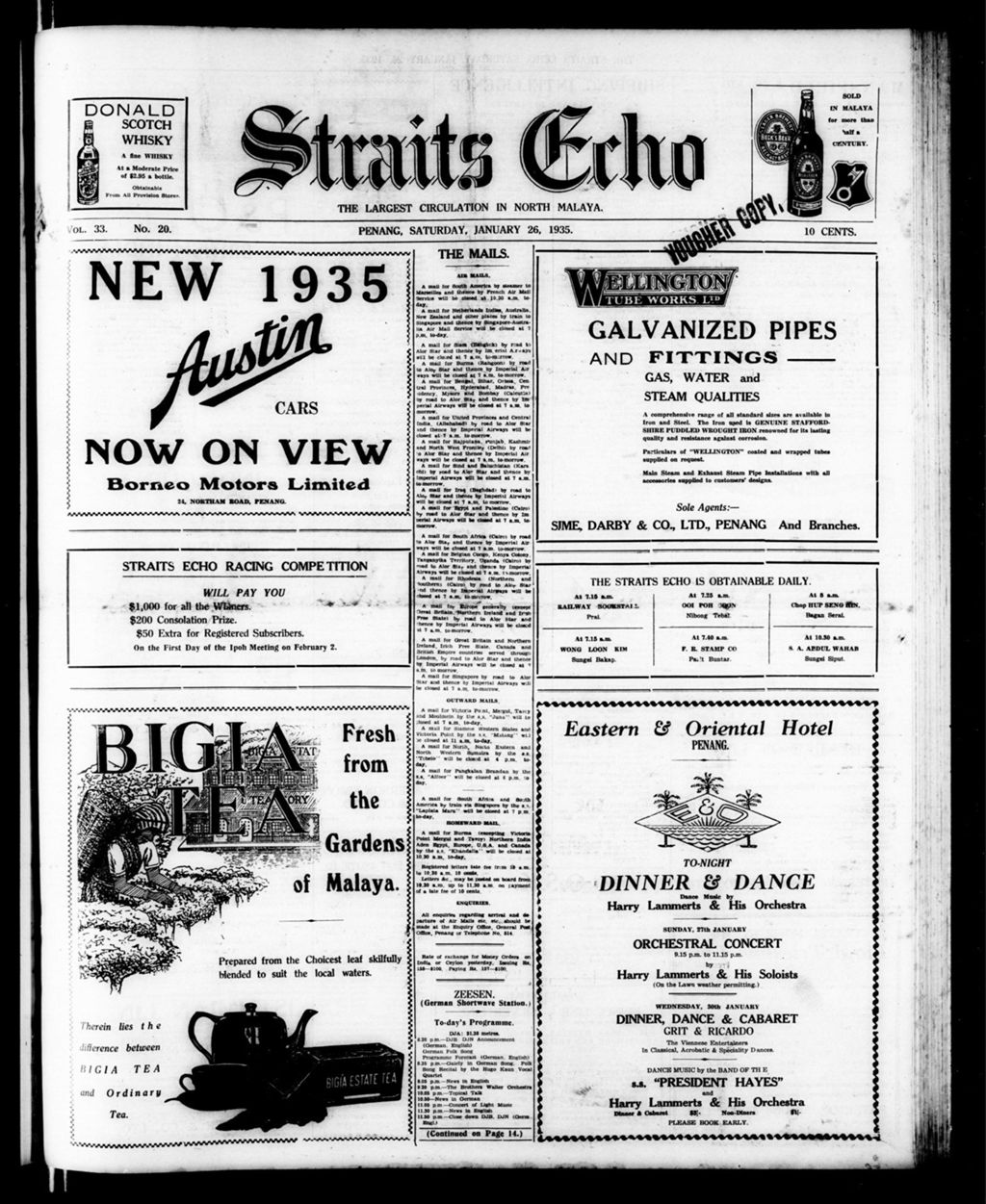 Miniature of Straits Echo 26 January 1935