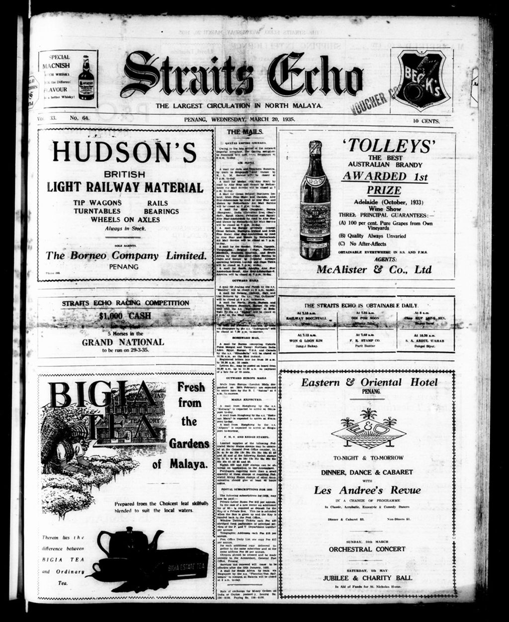 Miniature of Straits Echo 20 March 1935