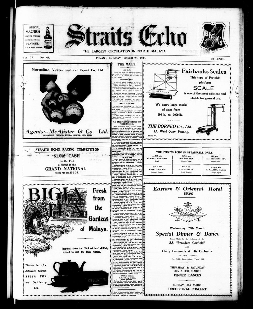 Miniature of Straits Echo 25 March 1935