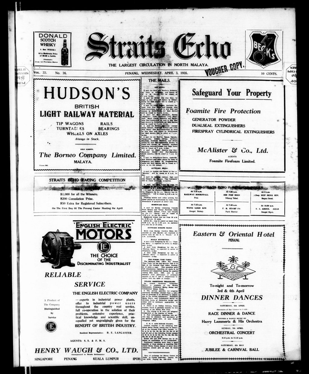 Miniature of Straits Echo 03 April 1935