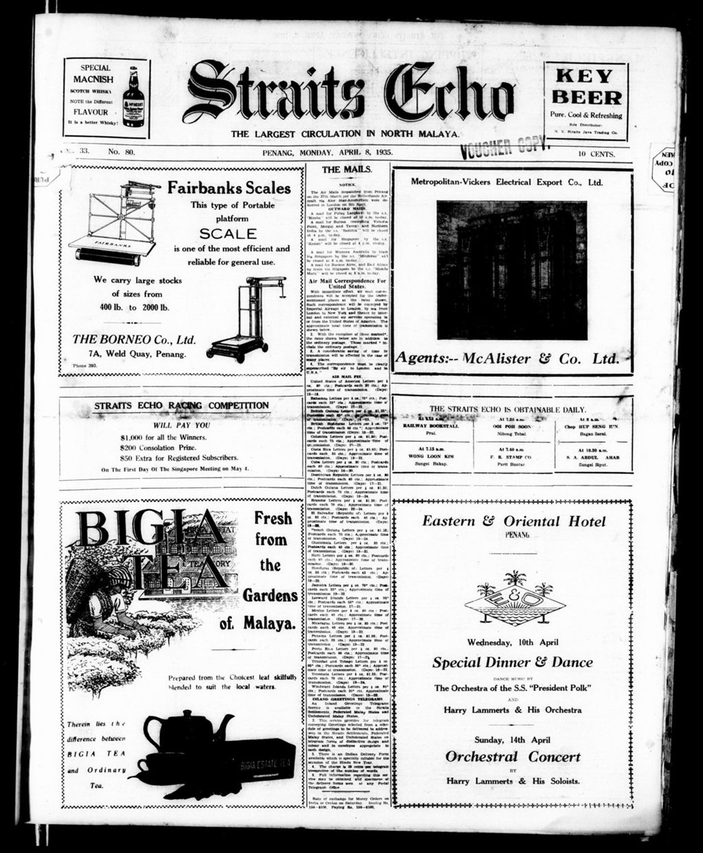 Miniature of Straits Echo 08 April 1935