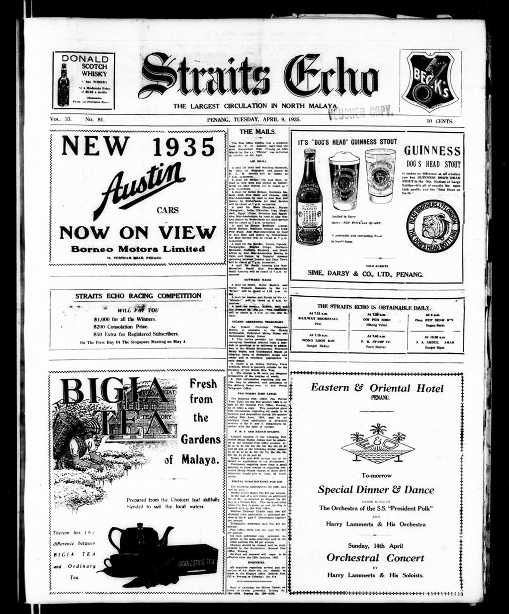 Miniature of Straits Echo 09 April 1935