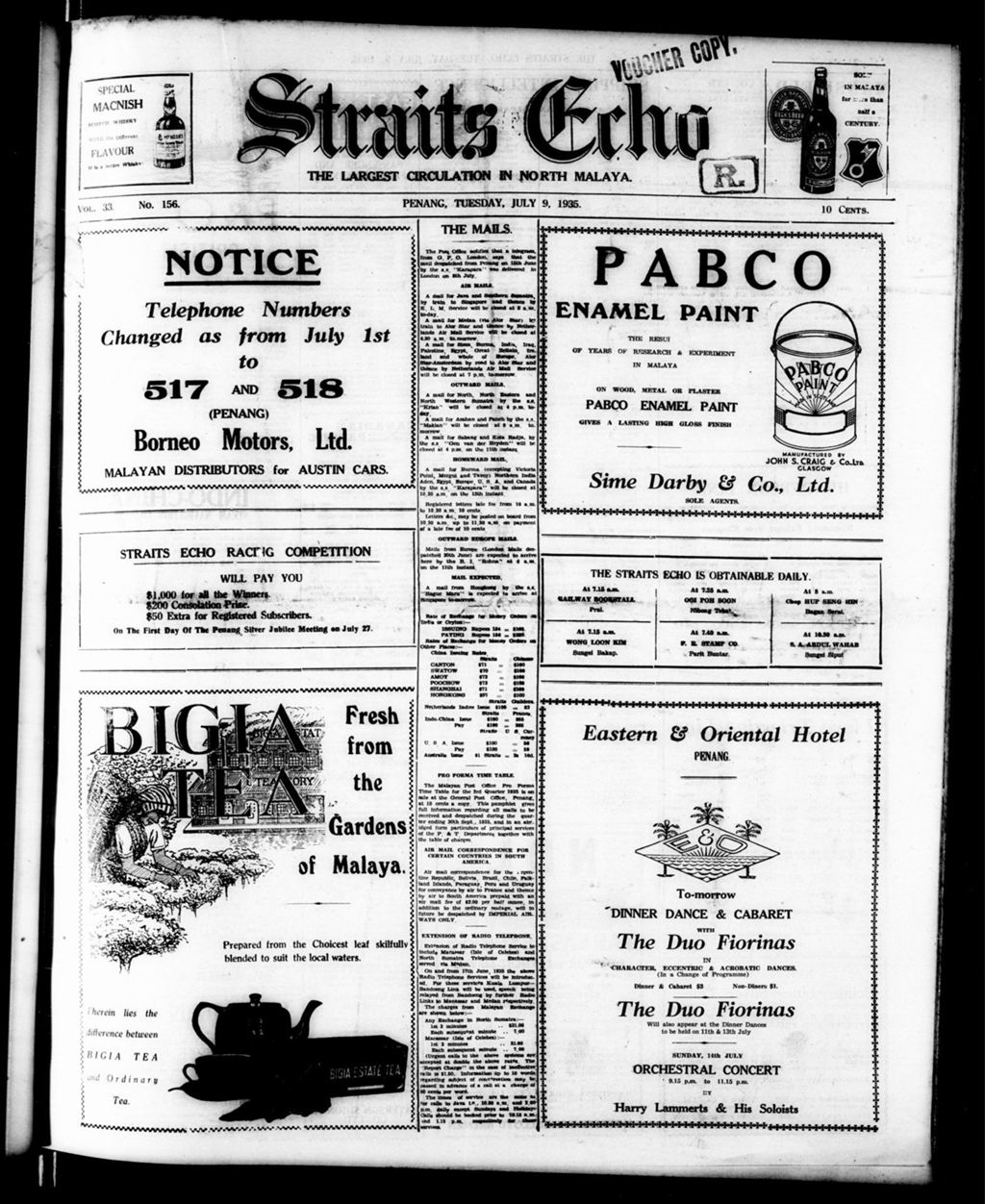 Miniature of Straits Echo 09 July 1935