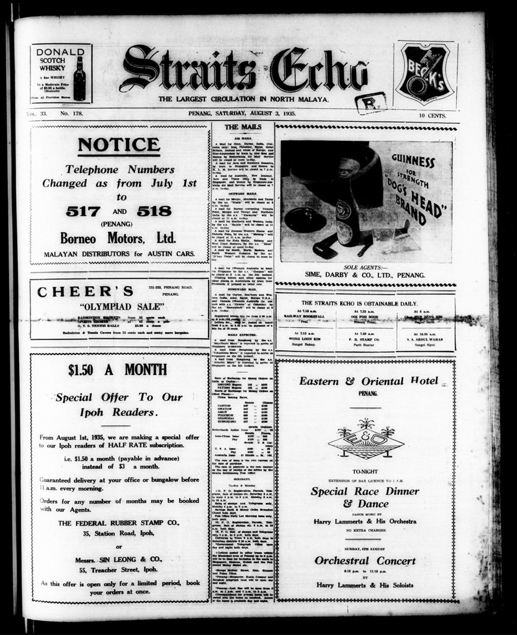 Miniature of Straits Echo 03 August 1935