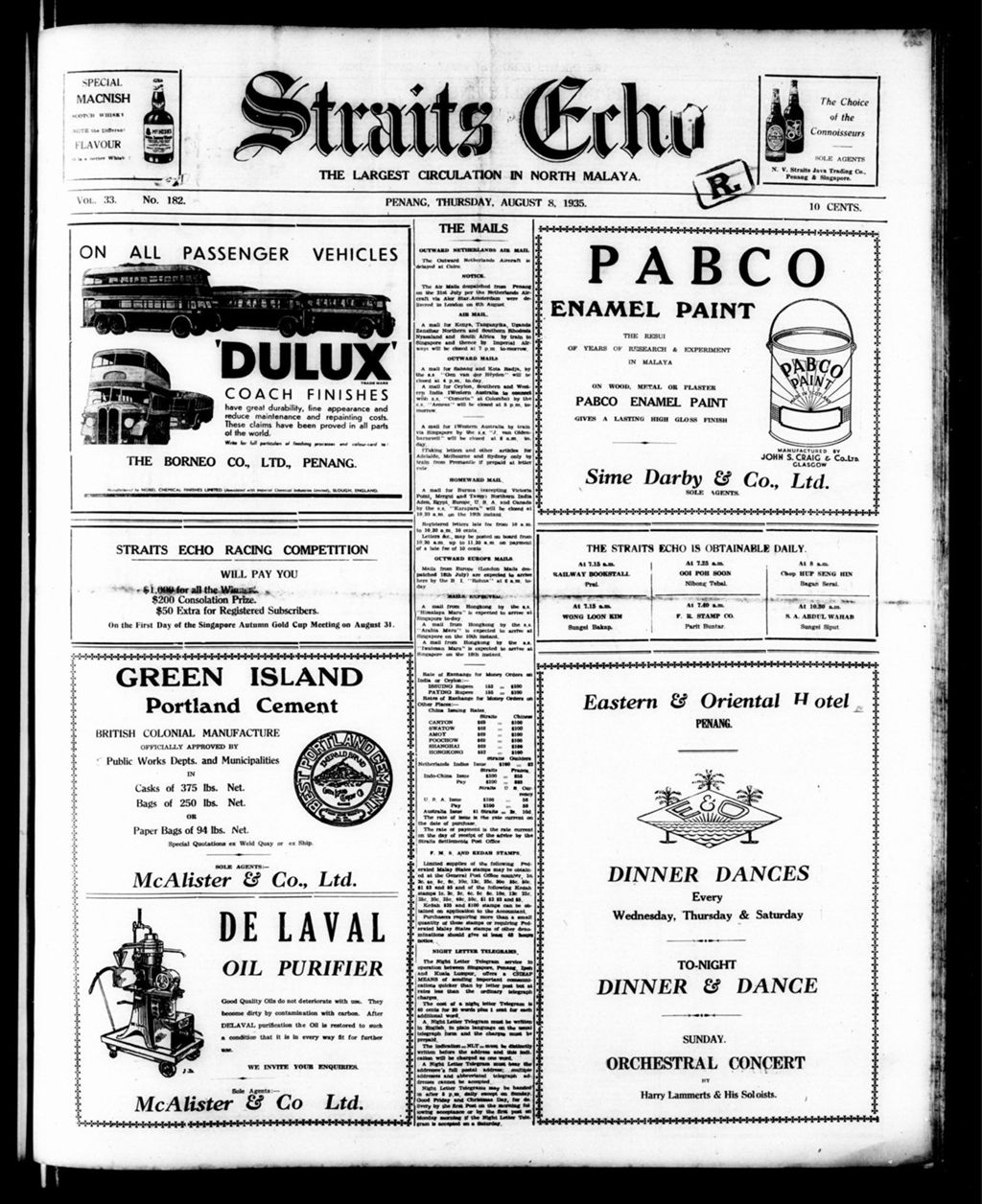 Miniature of Straits Echo 08 August 1935