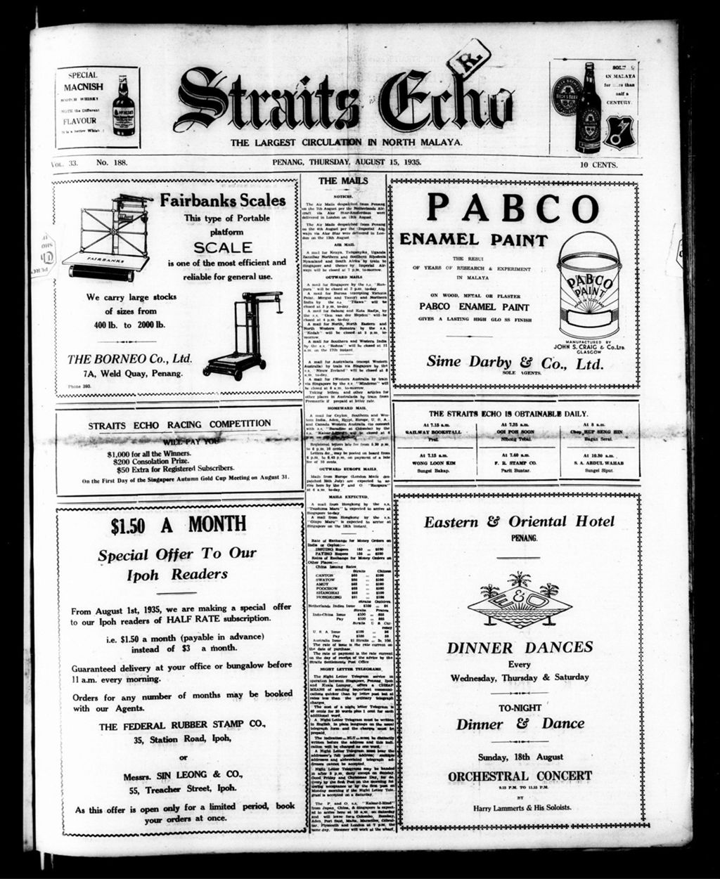 Miniature of Straits Echo 15 August 1935