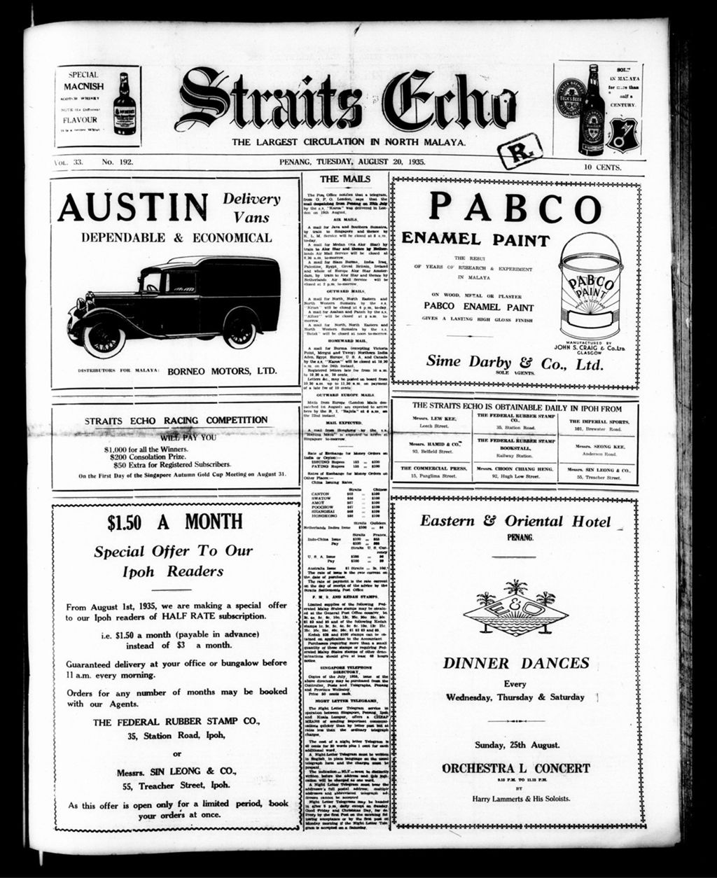 Miniature of Straits Echo 20 August 1935