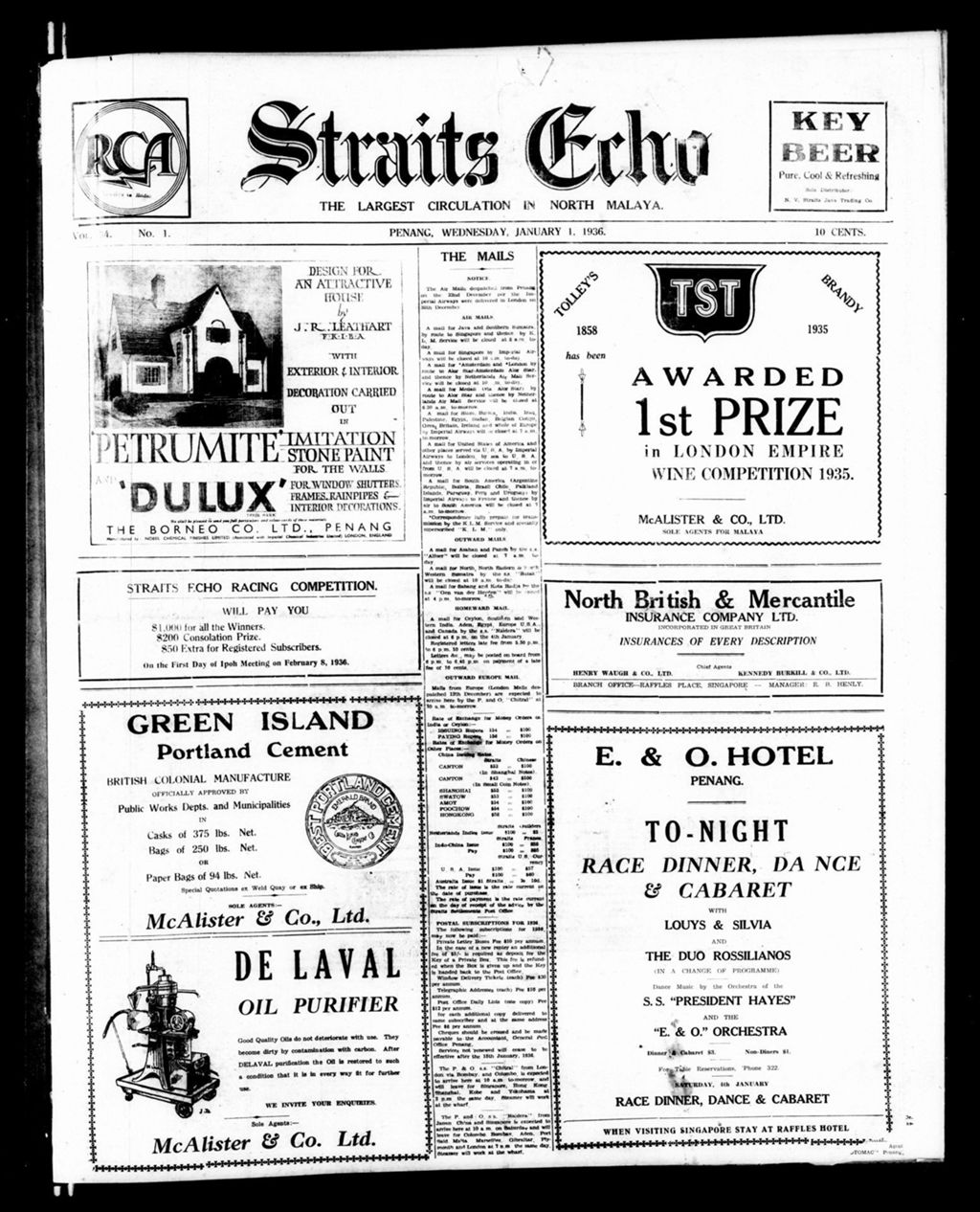 Miniature of Straits Echo 01 January 1936