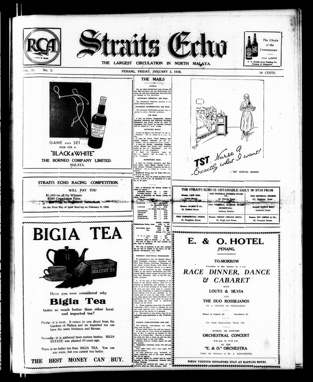 Miniature of Straits Echo 03 January 1936