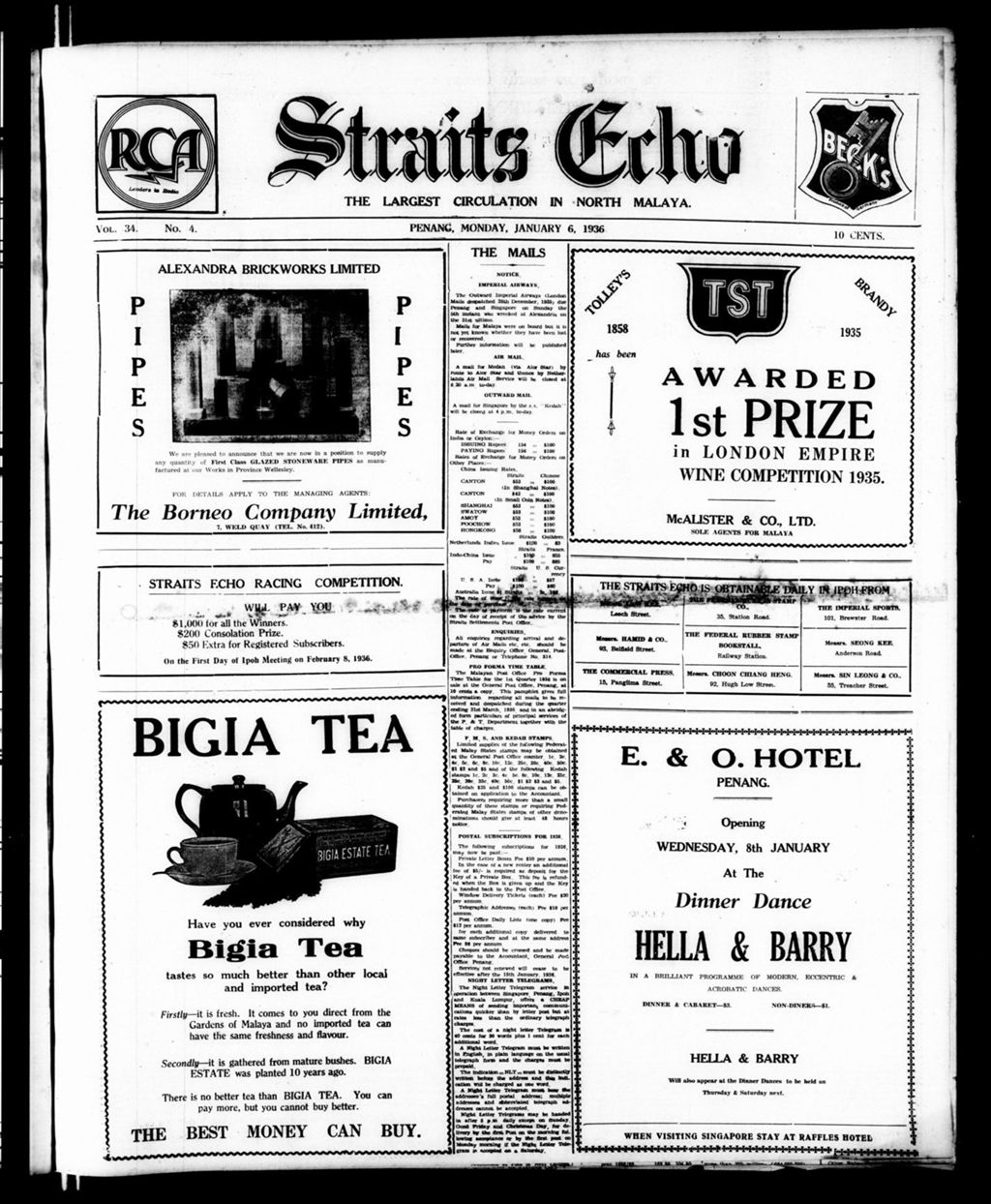 Miniature of Straits Echo 06 January 1936