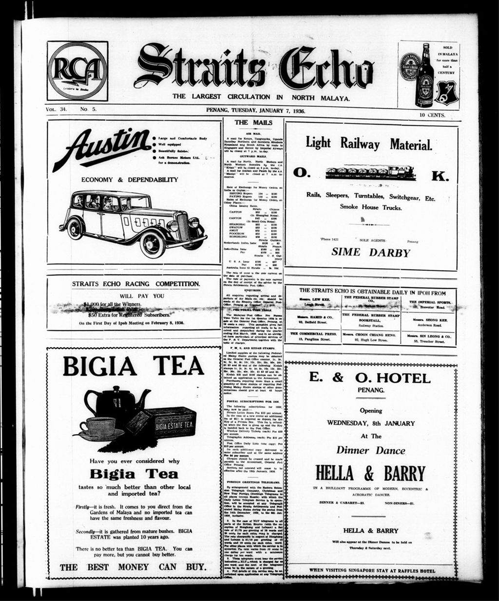 Miniature of Straits Echo 07 January 1936