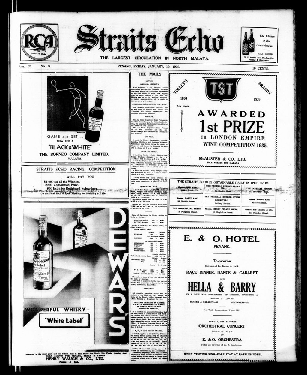 Miniature of Straits Echo 10 January 1936