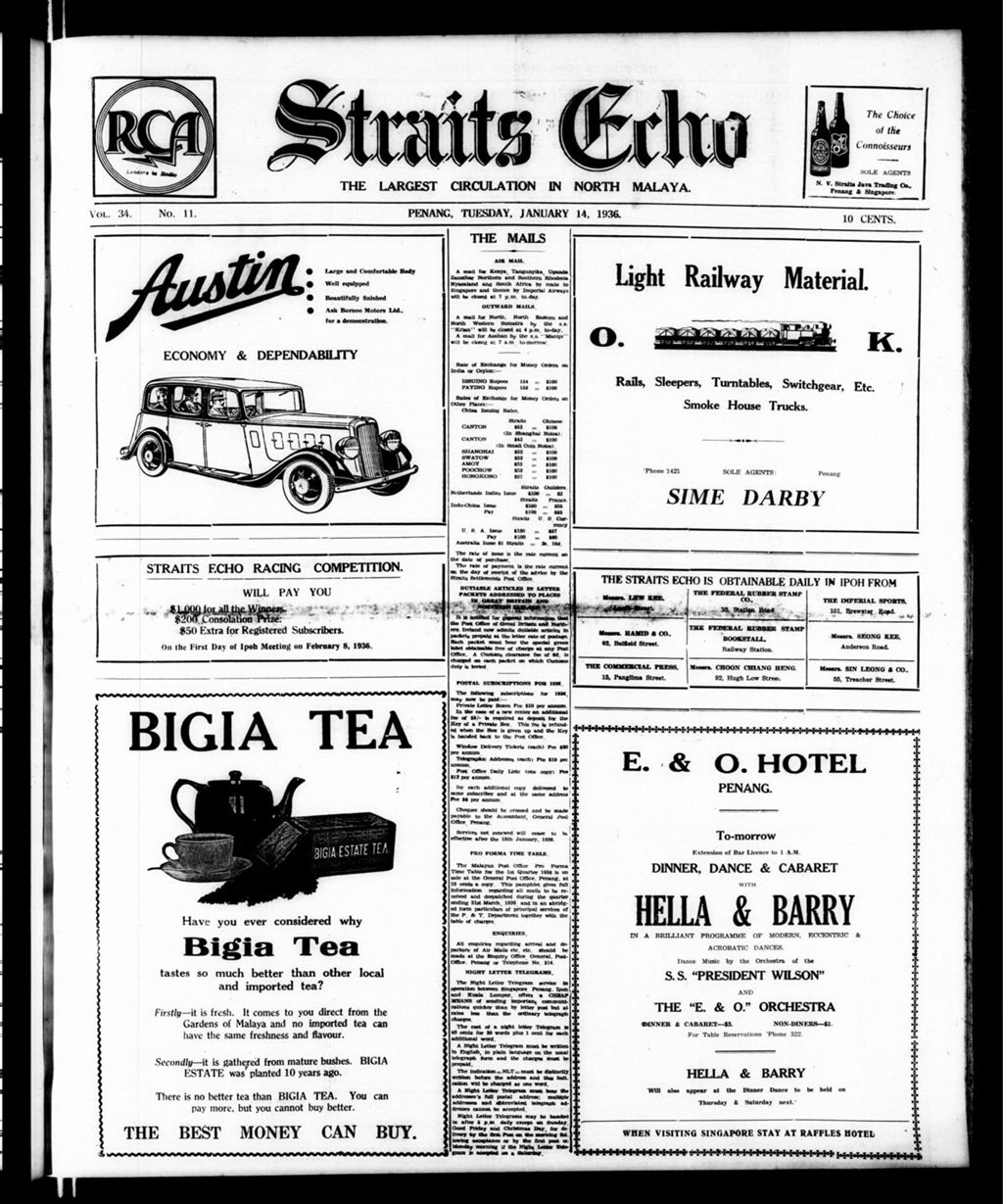 Miniature of Straits Echo 14 January 1936