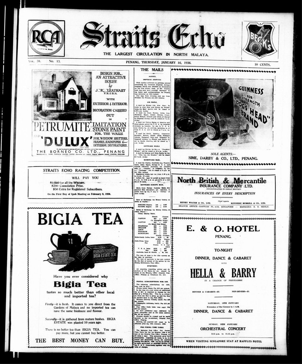 Miniature of Straits Echo 16 January 1936