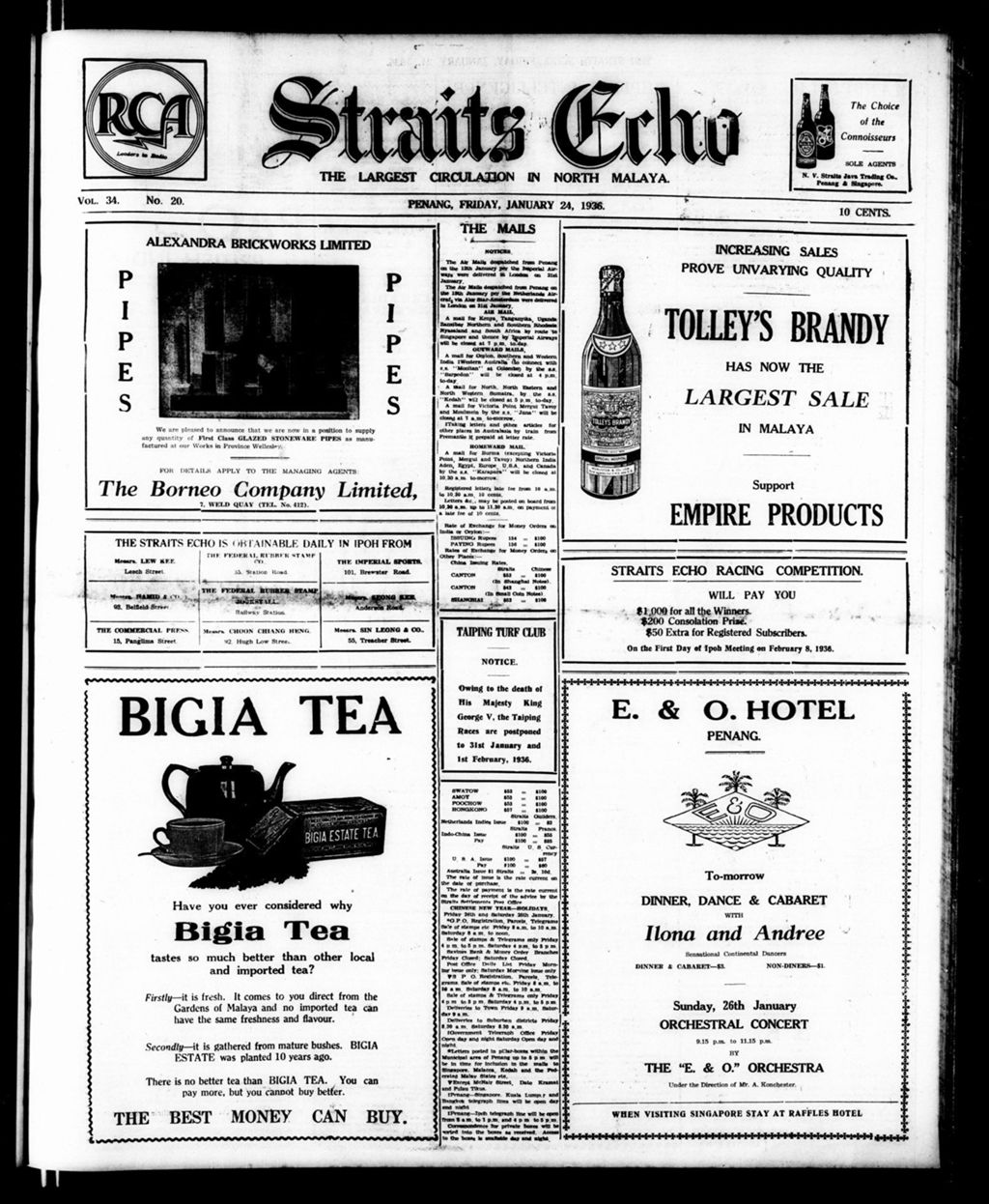 Miniature of Straits Echo 24 January 1936