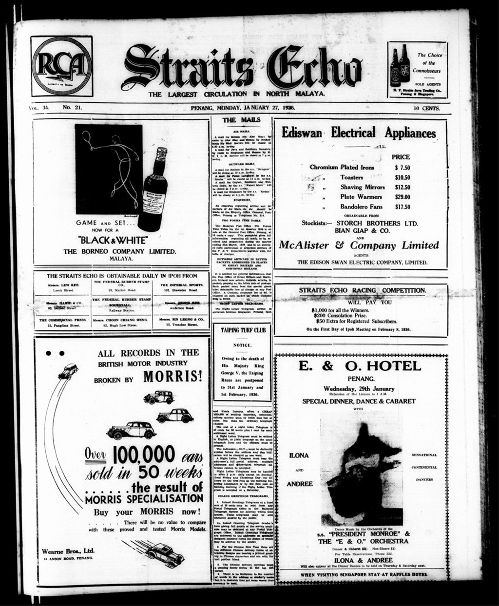 Miniature of Straits Echo 27 January 1936