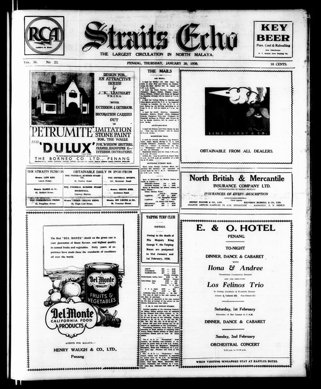 Miniature of Straits Echo 30 January 1936