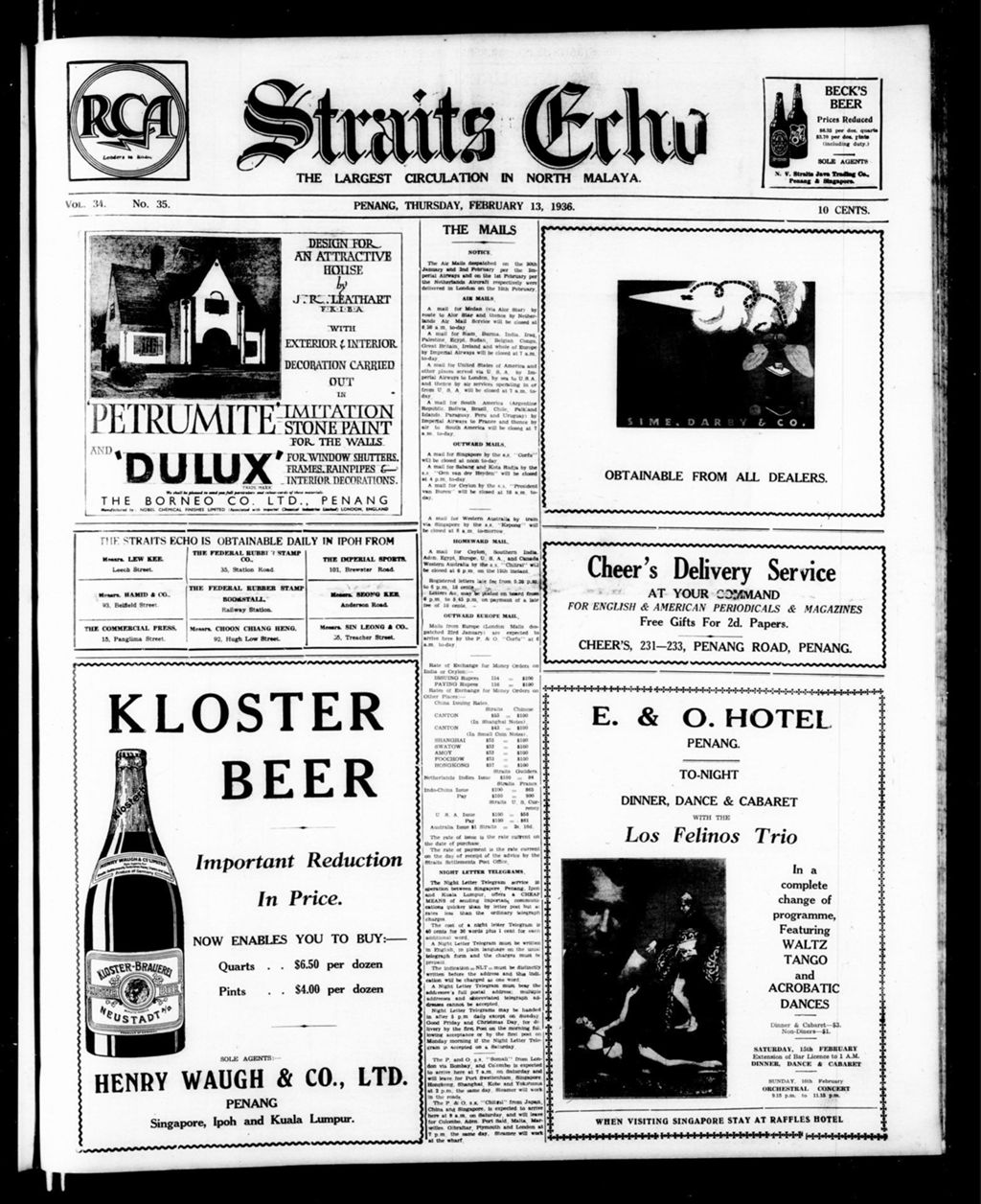 Miniature of Straits Echo 13 February 1936