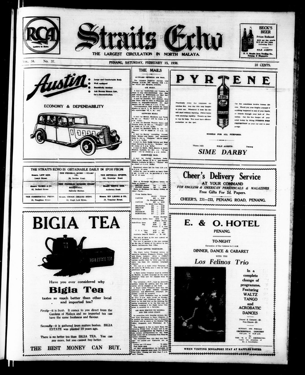 Miniature of Straits Echo 15 February 1936