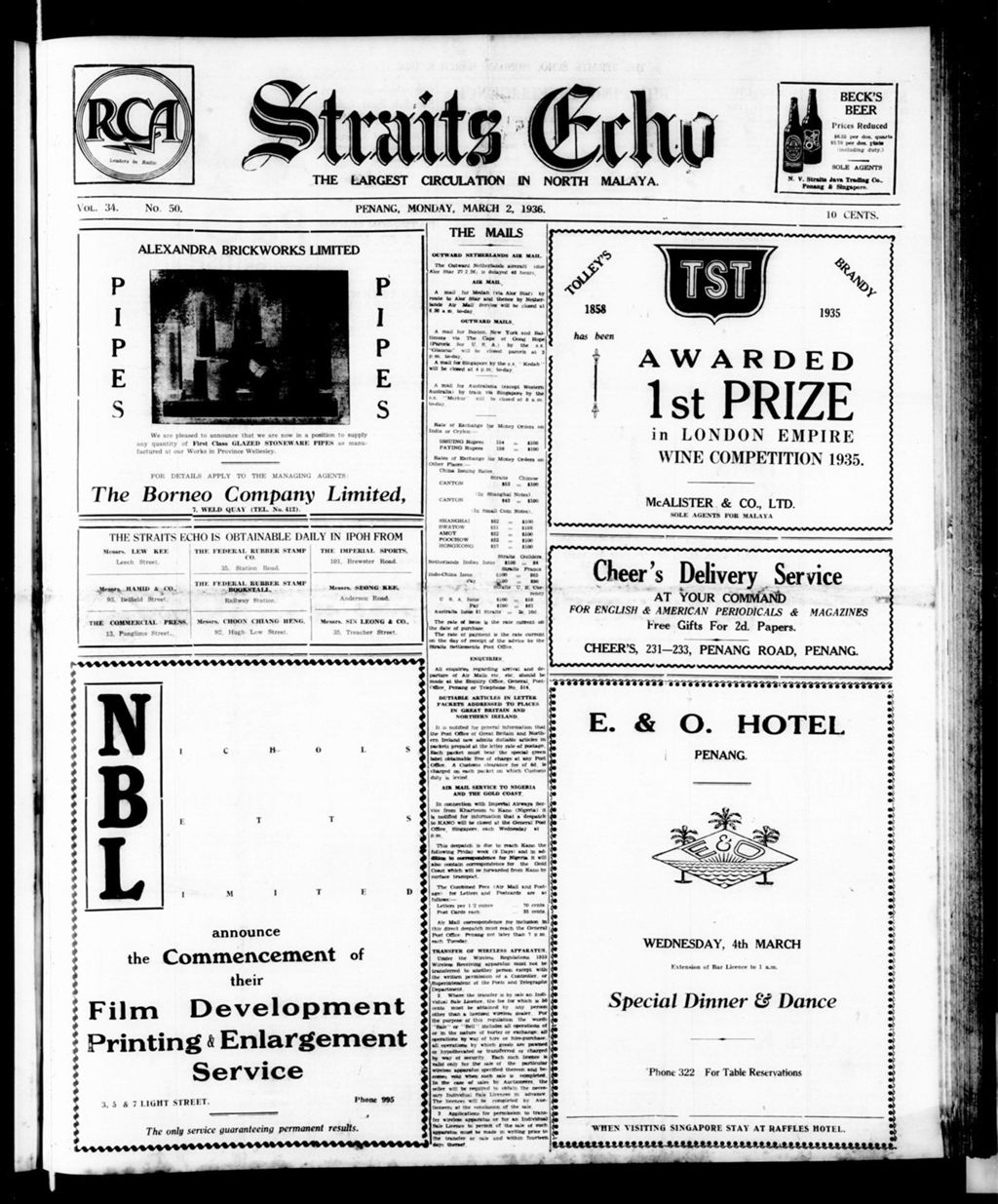 Miniature of Straits Echo 02 March 1936